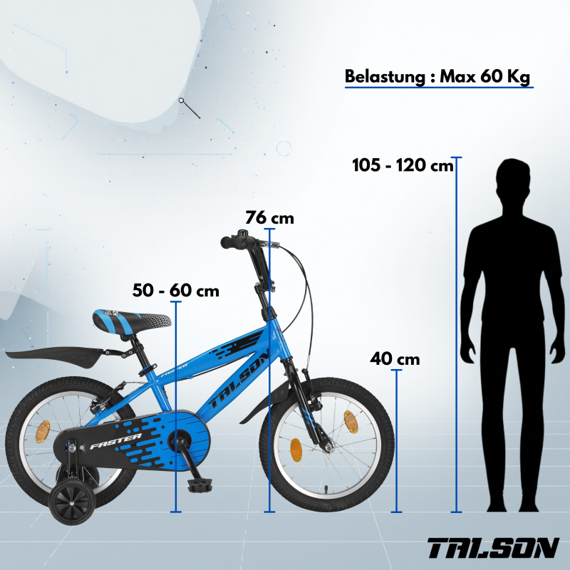 Preview: 16 Zoll Citybike mit Stützrädern Blau