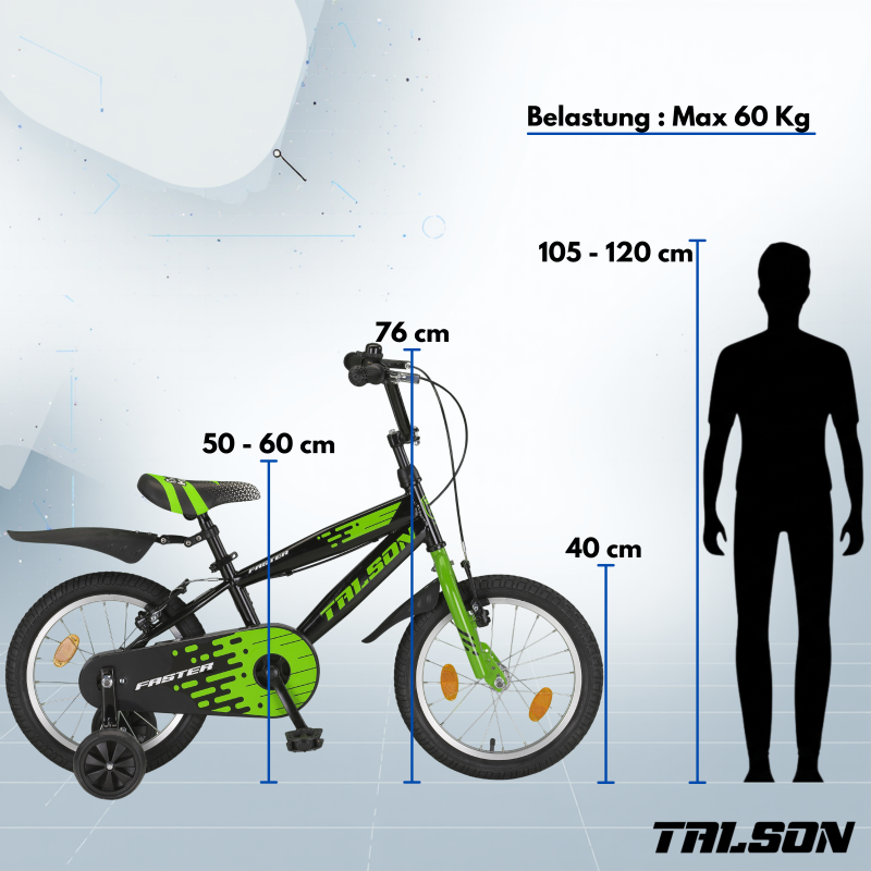 Preview: 16 Zoll Citybike mit Stützrädern Schwarz