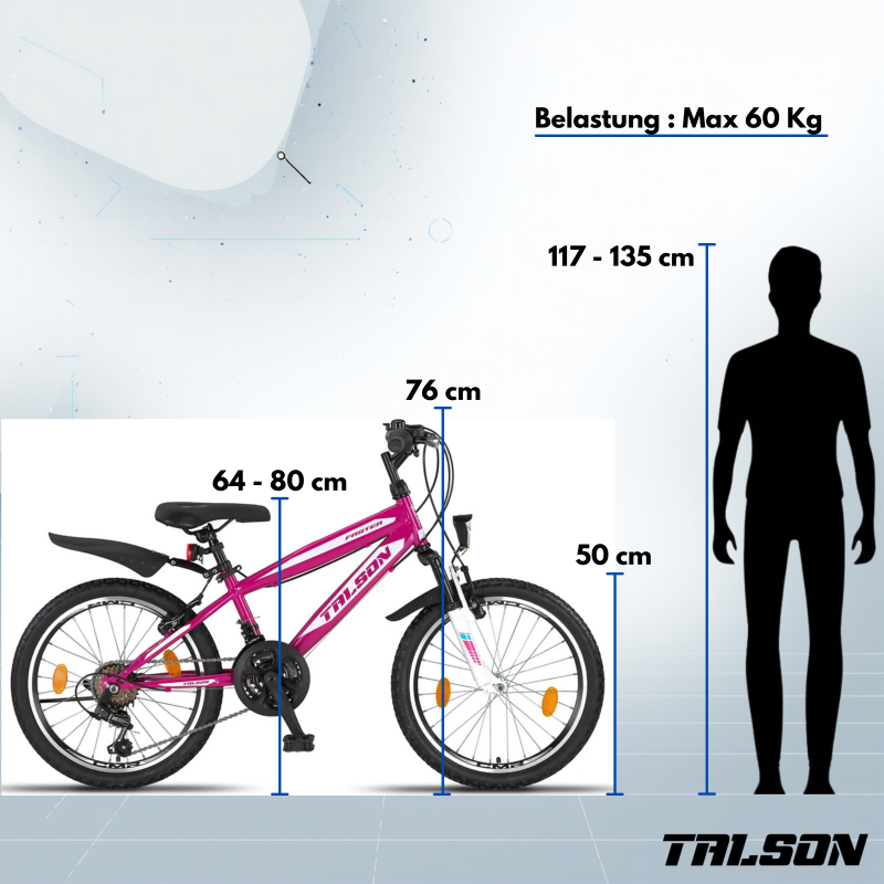 Preview: 20 Zoll Mountainbike mit StVZO Zubehör und Shimano Kettenschaltung Lila