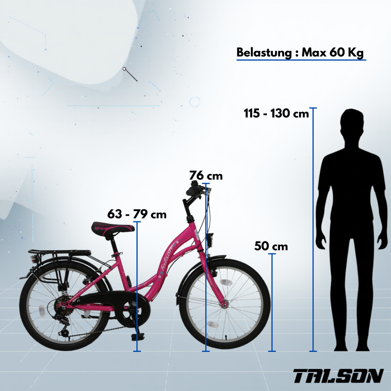 Preview: 20 Zoll Citybike mit StVZO Zubehör und Shimano Kettenschaltung Rosa