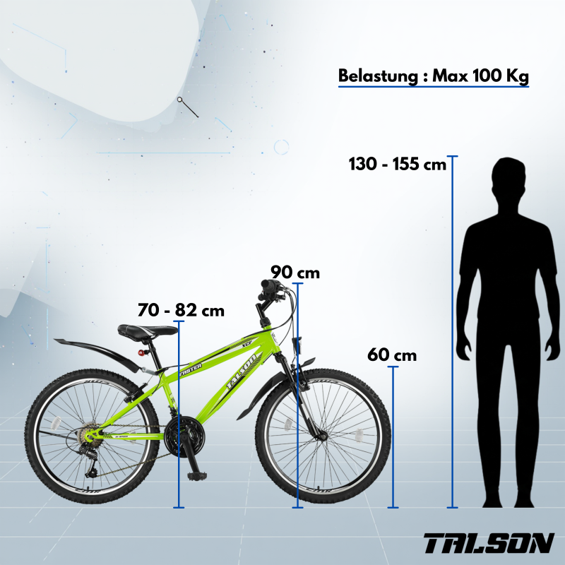 Preview: 24 Zoll Mountainbike mit StVZO Zubehör und Shimano Kettenschaltung Grün