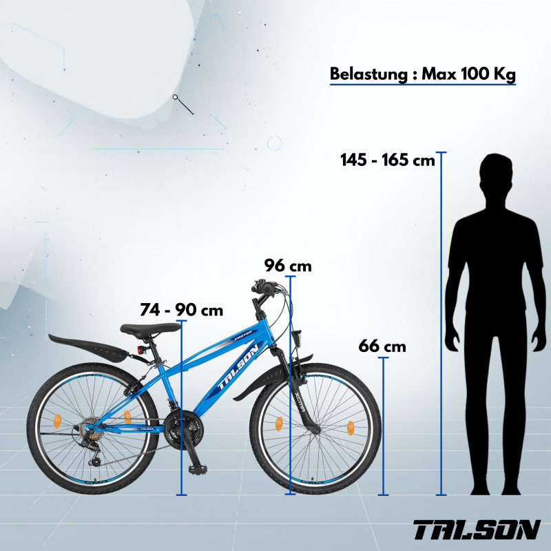 Preview: 26 Zoll Mountainbike mit StVZO Zubehör und Shimano Kettenschaltung Blau