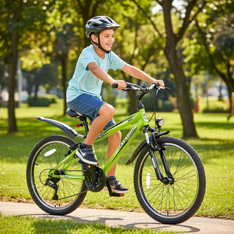 Preview: 24 Zoll Mountainbike mit StVZO Zubehör und Shimano Kettenschaltung Grün