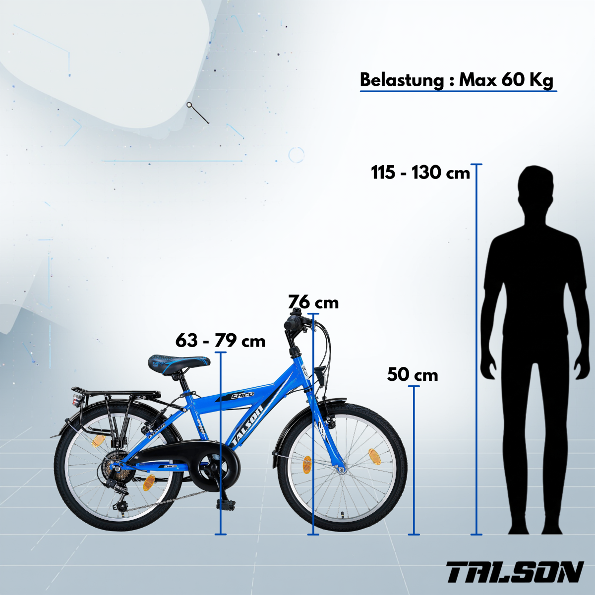 20 Zoll Citybike mit StVZO Zubehör und Shimano Kettenschaltung Blau