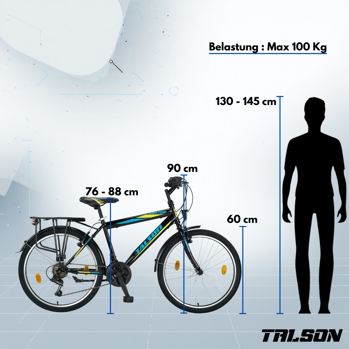 24 Zoll Citybike mit StVZO Zubehör und 21 Gang Shimano Schaltung TMA Schwarz