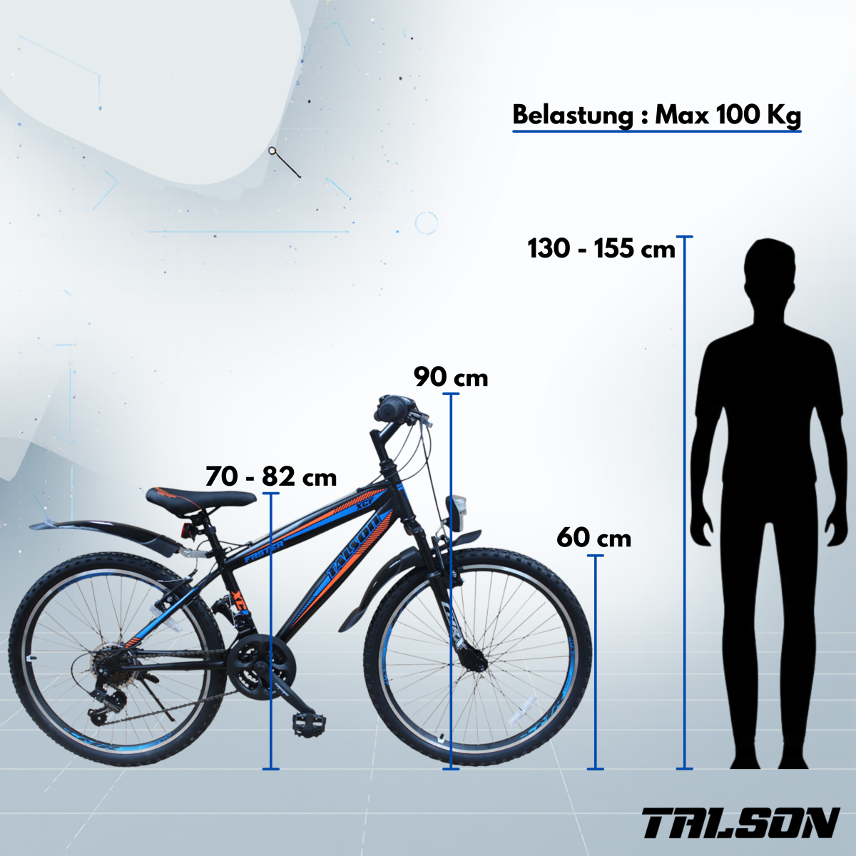 24 Zoll Mountainbike mit StVZO Zubehör und Shimano Kettenschaltung Schwarz