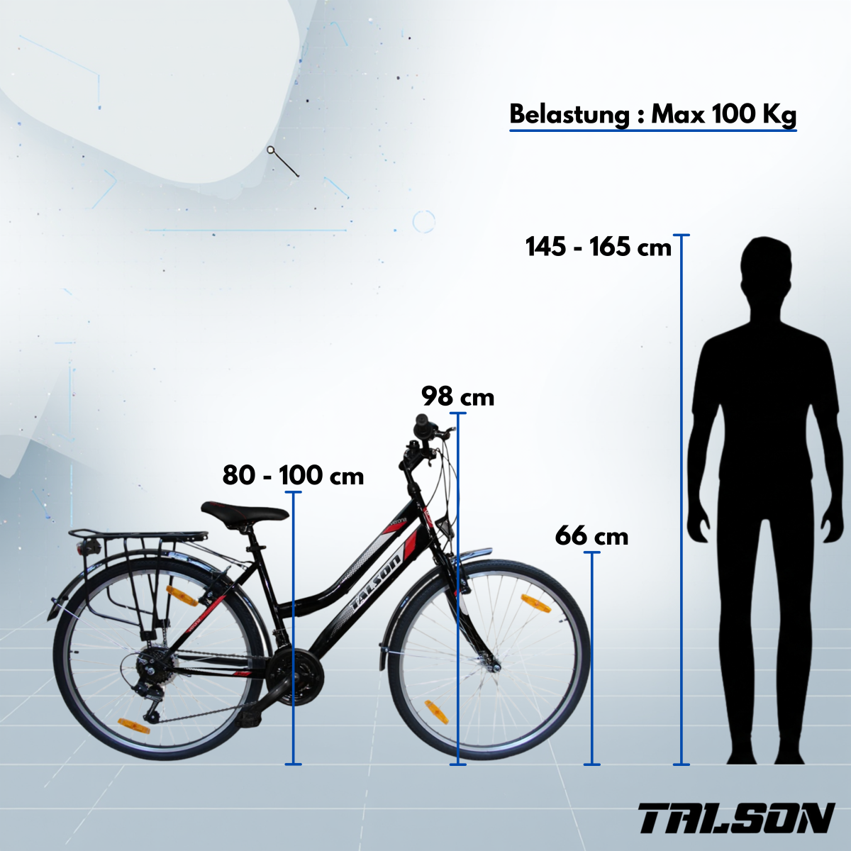 26 Zoll Citybike mit StVZO Zubehör und 21 Gang Shimano Schaltung Schwarz